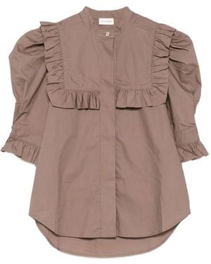By Malene Birger Oia Ruffled Puff-Sleeve Blouse - Brown