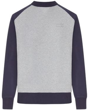 Miu Miu Sudadera Con Logo Bordado - Azul