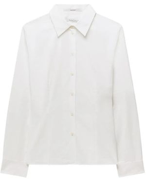 Another Tomorrow Dart-Detail Fitted Blouse - White