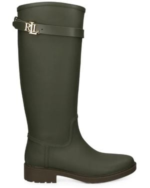 Ralph Lauren Logo-Plaque Buckled Boots - Green