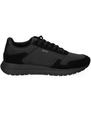 BOSS Panelled Lace-Up Trainers - Black