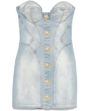 Balmain Short Denim Dress - Blue