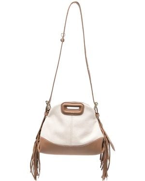 Maje Bolso Shopper Con Panel De Cuero Y Logo - Neutro