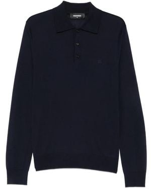 DSquared² Upside Down Long-Sleeve Polo Shirt - Blue