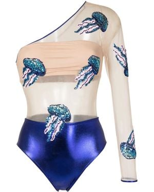Brigitte Bardot Costume Intero Con Paillettes - Blu