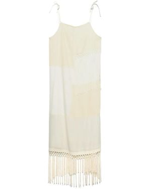 Bimba Y Lola Robe Patchwork Crème À Franges - White