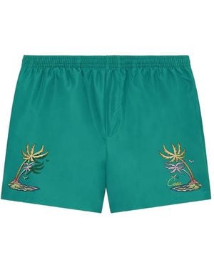CASABLANCA Logo-Print Swim Shorts - Green