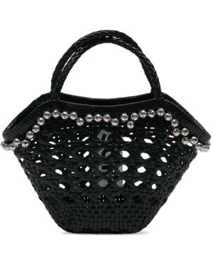 OSOI Lip Tote Bag Mit Geflochtenem Henkel - Schwarz