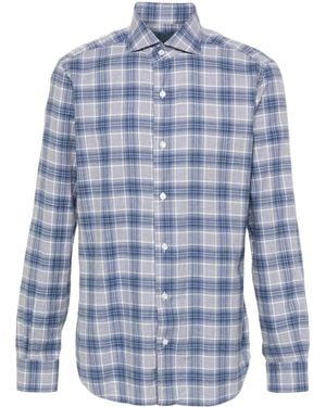 Barba Napoli Checked Shirt - Blue