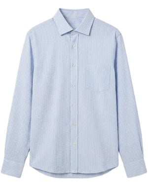 Hartford Striped Seersucker Shirt - Blue