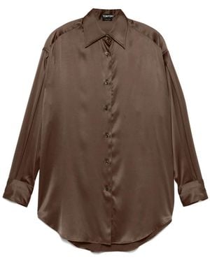 Tom Ford Satin Relaxed Fit Shirt - Brown