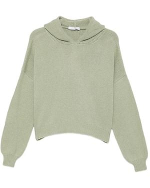 Liska Fine-Knit Dropped-Shoulder Hoodie - Green
