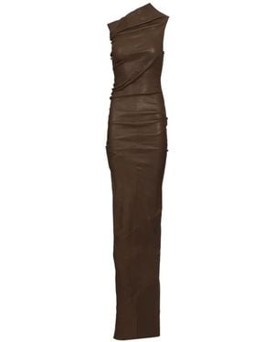 Rick Owens Athena One-Shoulder Draped Maxi Dress - Brown