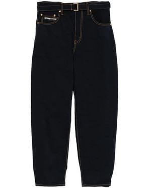 Sacai Jean Cigarette À Taille Ceinturée - Black