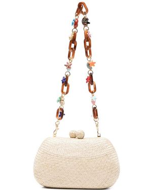 Serpui Heidi Bun Woven Clutch Bag - White