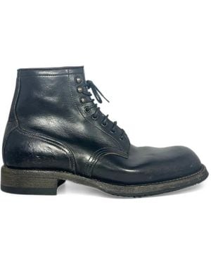 shotof Lace-Up Leather Boots - Blue