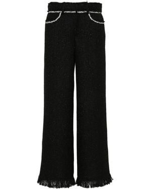 GIUSEPPE DI MORABITO Rhinestone-Embellished Bouclé Pants - Black