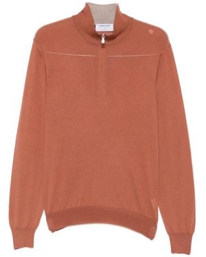 Gran Sasso Quarter-Zip Knitted Jumper - Orange