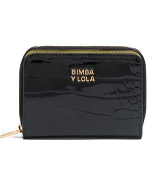 Bimba Y Lola Crocodile-Effect Zip-Around Wallet - Black
