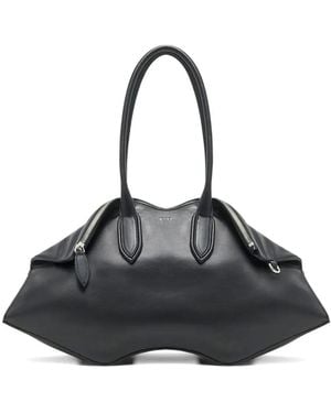 McQueen Manta Leather Shoulder Bag - Black