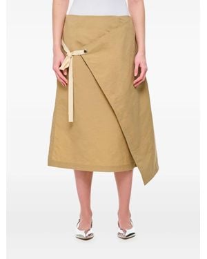 Plan C Asymmetrische Midi-Rok - Naturel