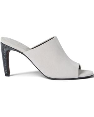 Brunello Cucinelli Open-Toe Heeled Mules - White