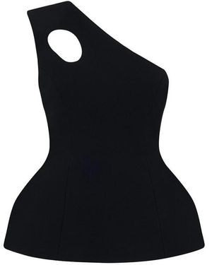 ROKSANDA Vala Cut-Out Peplum Top - Black
