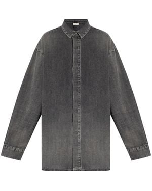 Fear Of God Vented Washed Denim Button-Up Shirt - Grey