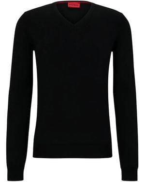 HUGO Camiseta San Vo con cuello en V - Negro
