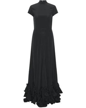 ROTATE BIRGER CHRISTENSEN Ruffle-Trimmed Mock-Neck Maxi Dress - Black
