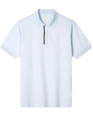 Paul Smith Sky Signature-Stripe-Trim Polo Shirt - Blue