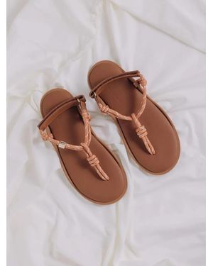 FLOWZE Flò Knot-Detail Touch-Strap Sandals - Brown
