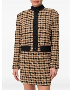 Twinset Check-Pattern Bouclé Coat - Brown