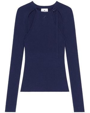 Courreges T-Shirt Mit Cut-Outs - Blau