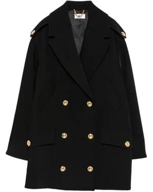 Elisabetta Franchi Double-Breasted Coat - Black