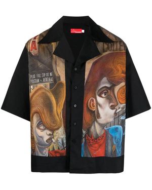 Charles Jeffrey Illustration-Print Organic-Cotton Shirt - Black