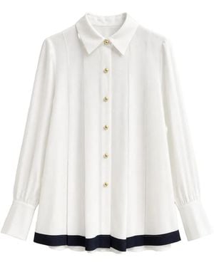 Edward Achour Paris Contrast-Trim Pleated Shirt - White