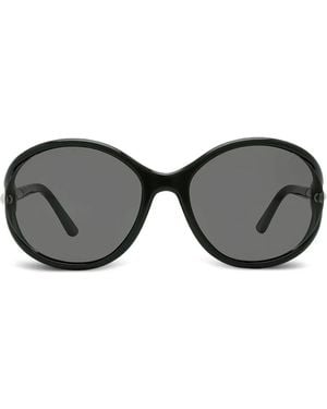 Tom Ford Halbrand-Sonnenbrille Mit Rundem Gestell - Grau