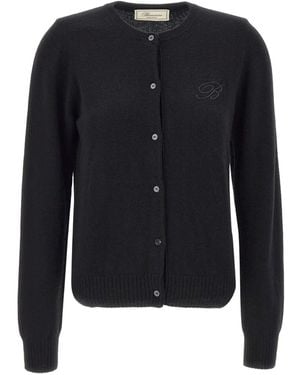 Blumarine Embroidered Logo Button Cardigan - Blue