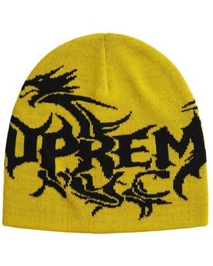 Supreme Dragon-Intarsia Beanie Hat - Yellow