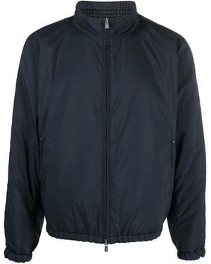 Fedeli Check-Pattern Reversible Virgin-Wool Coat - Blue