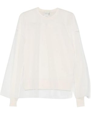 forte_forte Sheer-Panel Sweater - White
