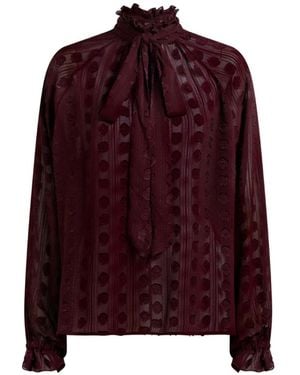 Etro Jacquard Blouse With Silk Scarf And Fil Coupé Motif - Red