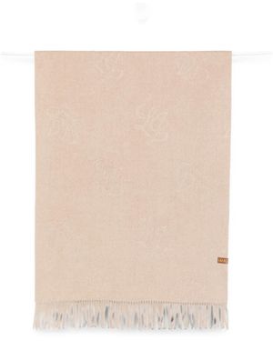 Liu Jo Logo-Embossed Fringed Scarf - Natural