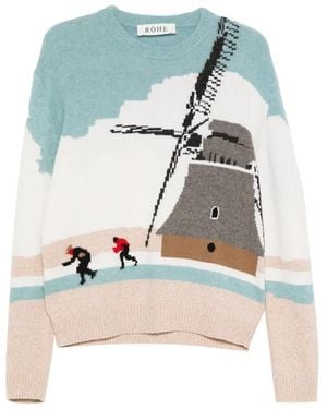 Rohe Holiday Intarsia-Knit Sweater - Blue
