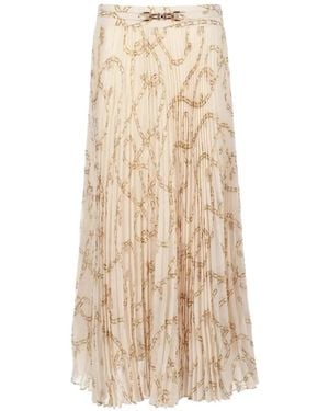 Zimmermann Chain-Print Pleated Skirt - Natural