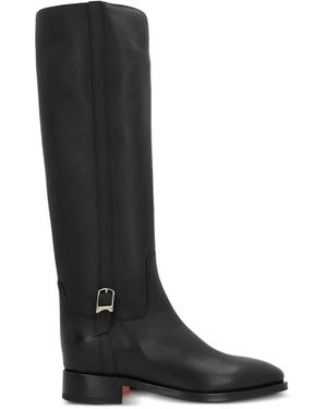 Santoni Buckle-Detail Leather Boots - Black