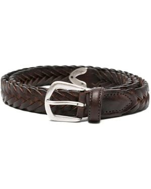 Eleventy Braided Leather Belt - Brown