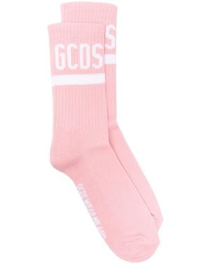 Gcds Intarsia-Logo Crew Socks - Pink