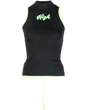 Natasha Zinko Slogan-Print Open-Back Vest - Black